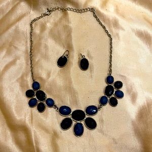 Charming Charlie Blue Statement Necklace + Matching Earrings
